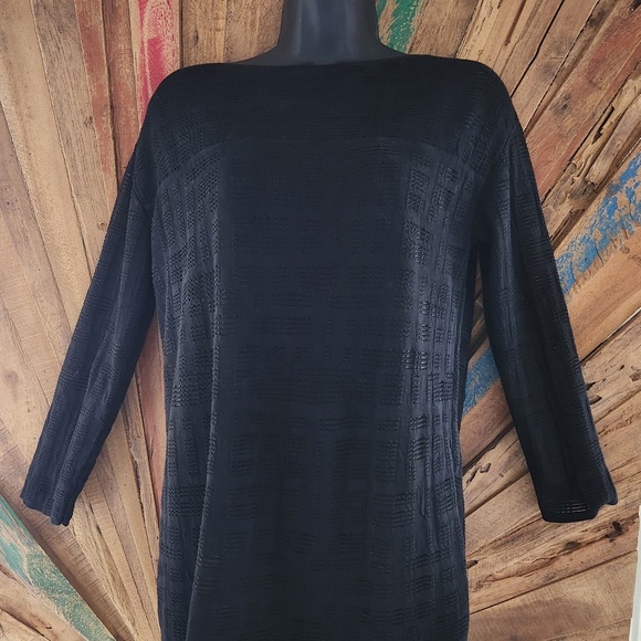 Akris semi sheer textured  mulberry silk black Sweater Sz 6 Switzerland - Picture 2 of 9